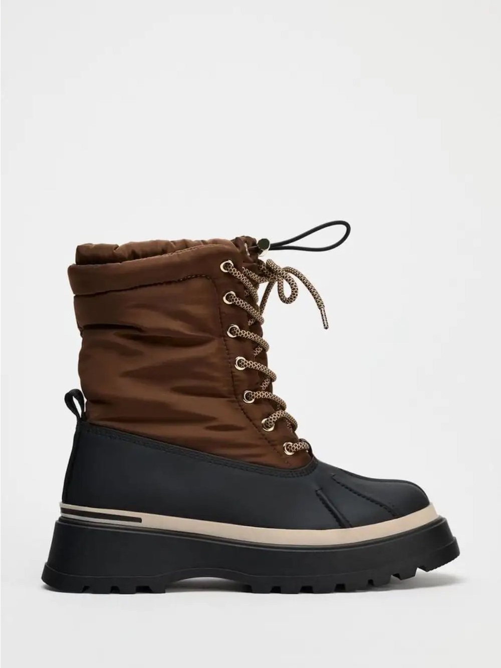 Zara Brown and Black Lace-Up Waterproof Women’s Winter Boots